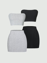 Texture-Grabbing Strapless Crop Top And Skirt Set